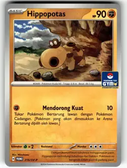 Pokemon Indonesian Scarlet & Violet GYM Kartu Promo Card Hippopotas 215/SV-P - Image 1