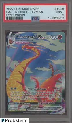 2022 Pokemon SWSH Lost Origin #TG15 FA/Centiskorch VMAX PSA 9 MINT - Image 1