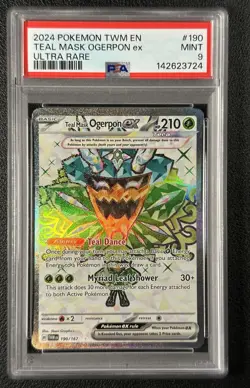 TEAL MASK OGERPON EX PSA 9 2024 POKEMON TWILIGHT MASQUERADE #190/167 RARE 3724 - Image 1