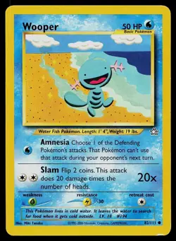 Pokemon Card Neo Genesis Wooper 82/111 Common - Image 1