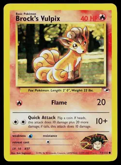 Pokemon Card Gym Heroes Brock's Vulpix 73/132 Unlimited Common - Image 1
