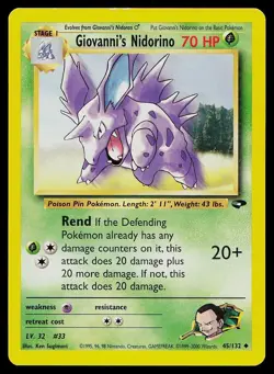 Pokemon Card Gym Challenge Giovanni's Nidorino 45/132 Unlimited Uncommon - Image 1