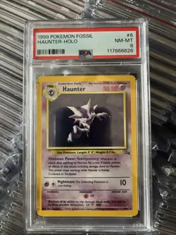 1999 POKEMON FOSSIL #6 HAUNTER-HOLO PSA 8 - Image 1