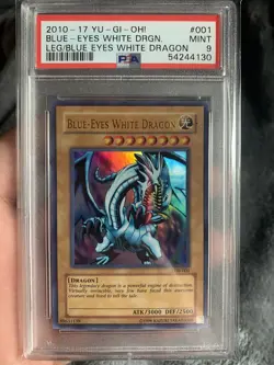 Yu-Gi-Oh Blue Eyes White Dragon - LOB-001 - PSA 9 Mint - Ultra Rare - Unlimited - Image 1