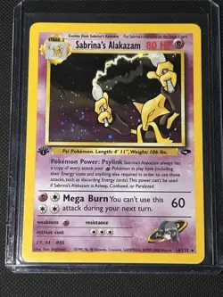 Sabrina's Alakazam First Edition Gym Challenge Holo Rare 16/132 Pokemon Card NM - Image 1