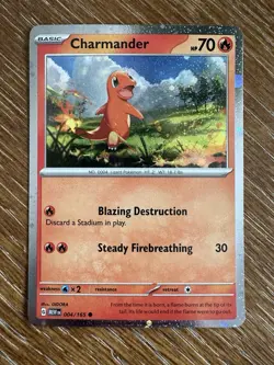 Charmander 004/165 SV:151 Cosmo Holo Pokemon Card NM - Image 1