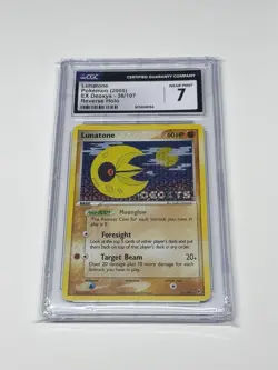 Pokemon Card TCG Lunatone EX Deoxys 36/107 Reverse Holo Uncommon Card CGC 7 NM - Image 1