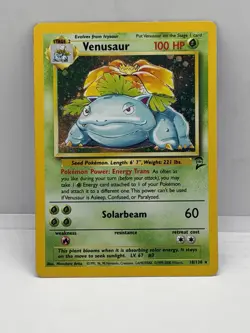 Pokemon TCG WOTC Vintage Venusaur 18/130 Base Set 2 Holo Card MP - Image 1