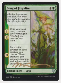 Gold Signed Song of Freyalise NM Dominaria Artist Min Yum 2018 MTG Magic Saga! - Image 1