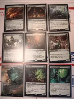189 Pc. Magic The Gathering GREEN RARES & MYTHICS Lot (Mostly Commander Ed.) - Image 3