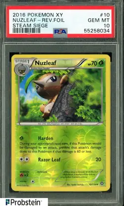 2016 Pokemon XY Steam Siege #10 Nuzleaf Reverse Foil PSA 10 GEM MINT POP 1 - Image 1