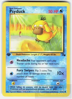 POKEMON PSYDUCK 53 FOSSIL 1ST EDITION LP/NM - Image 1
