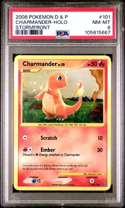 2008 POKEMON DIAMOND & PEARL STORMFRONT #101 CHARMANDER-HOLO PSA 8 - Image 1