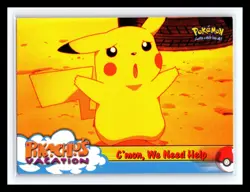 💥 C'MON, WE NEED HELP Topps Pokemon Pikachu's Vacation # 53 Movie Blue Logo - Image 1