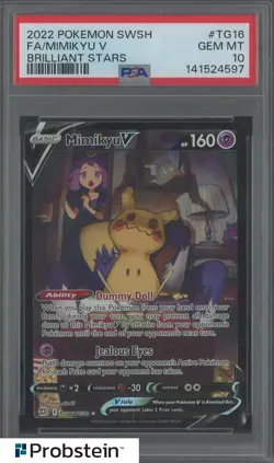2022 Pokemon SWSH Brilliant Stars #TG16 FA Mimikyu V PSA 10 GEM MINT - Image 1