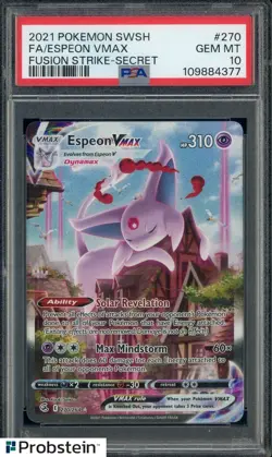 #2 2021 Pokemon SWSH Fusion Strike Secret #270 FA Espeon VMAX PSA 10 GEM MINT - Image 1