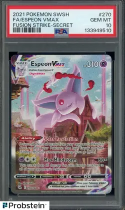 #6 2021 Pokemon SWSH Fusion Strike Secret #270 FA Espeon VMAX PSA 10 GEM MINT - Image 1
