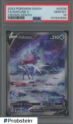 2023 Pokemon SWSH Crown Zenith #GG38 FA Suicune V PSA 10 GEM MINT - Image 1