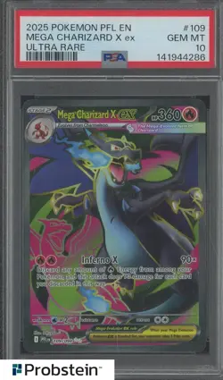 2025 Pokemon PFL EN Ultra Rare #109 Mega Charizard X ex PSA 10 GEM MINT - Image 1