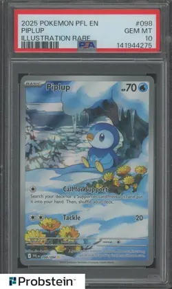 2025 Pokemon PFL EN Illustration Rare #098 Piplup PSA 10 GEM MINT - Image 1
