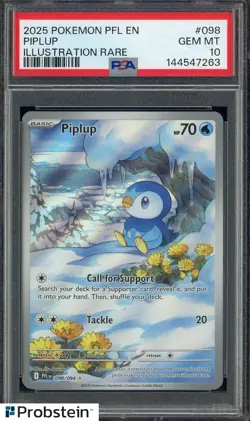 2025 Pokemon PFL EN Illustration Rare #098 Piplup PSA 10 GEM MINT - Image 1