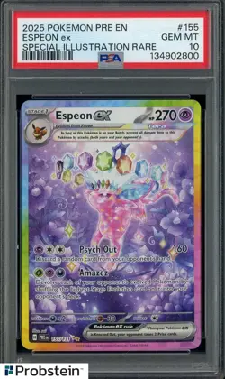 2025 Pokemon PRE EN Special Illustration Rare #155 Espeon ex PSA 10 GEM MINT - Image 1