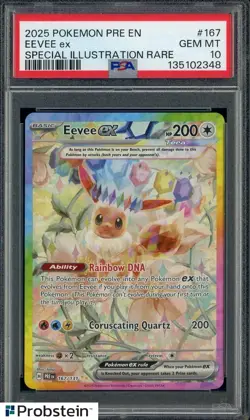 #1 2025 Pokemon PRE EN Special Illustration Rare #167 Eevee ex PSA 10 GEM MINT - Image 1