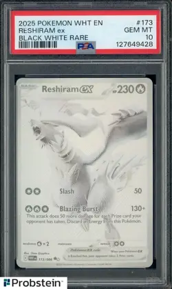 #1 2025 Pokemon WHT EN Black White Rare #173 Reshiram ex PSA 10 GEM MINT - Image 1