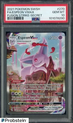 #1 2021 Pokemon SWSH Fusion Strike Secret #270 FA Espeon VMAX PSA 10 GEM MINT - Image 1