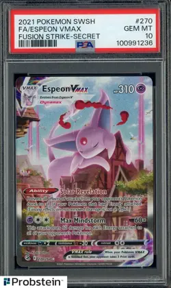 #7 2021 Pokemon SWSH Fusion Strike Secret #270 FA Espeon VMAX PSA 10 GEM MINT - Image 1