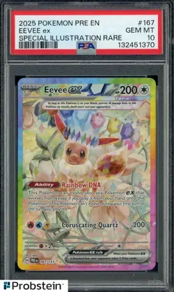 #2 2025 Pokemon PRE EN Special Illustration Rare #167 Eevee ex PSA 10 GEM MINT - Image 1