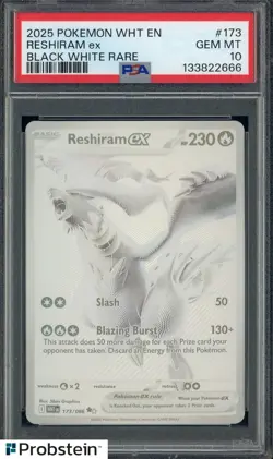 #2 2025 Pokemon WHT EN Black White Rare #173 Reshiram ex PSA 10 GEM MINT - Image 1
