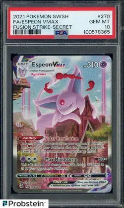 #5 2021 Pokemon SWSH Fusion Strike Secret #270 FA Espeon VMAX PSA 10 GEM MINT - Image 1
