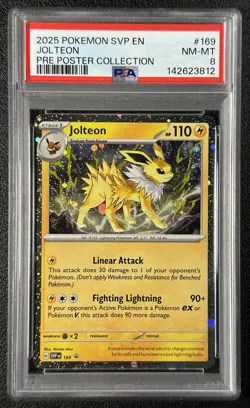 JOLTEON PSA 8 2025 POKEMON SVP EN SV BLACK STAR PROMOS #169 PRE POSTER COLL 3812 - Image 1