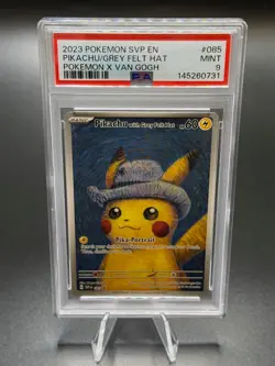 2023 POKEMON SVP POKEMON X VAN GOGH #085 PIKACHU WITH GREY FELT HAT PSA 9 - Image 1