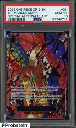 2025 One Piece OP13 EN Special Alternate Art #091 St Marcus Mars PSA 10 GEM MINT - Image 1