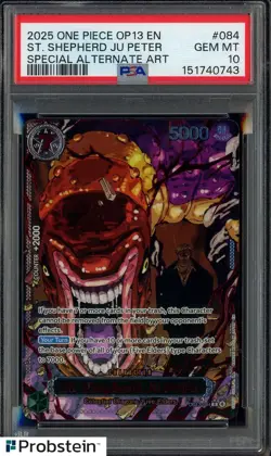 2025 One Piece OP13 EN Special Alternate Art #084 St Shepherd Ju Peter PSA 10 - Image 1