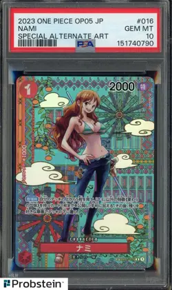 2023 One Piece OP05 Japanese Special Alternate Art #016 Nami PSA 10 GEM MINT - Image 1