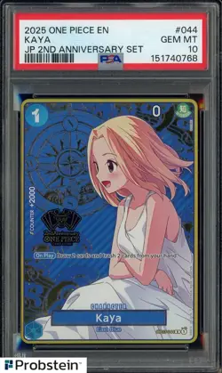 2025 One Piece EN JP 2nd Anniversary Set #044 Kaya PSA 10 GEM MINT - Image 1