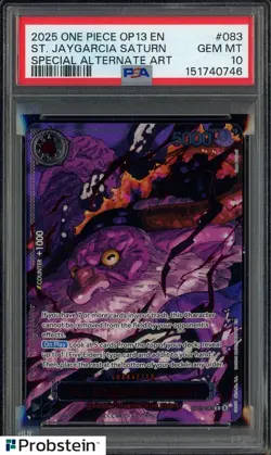 2025 One Piece OP13 EN Special Alternate Art #083 St Jaygarcia Saturn PSA 10 - Image 1