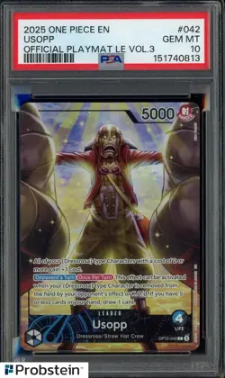 2025 One Piece EN Official Playmat Vol.3 #042 USOPP PSA 10 GEM MINT - Image 1