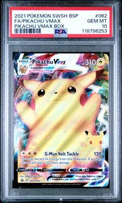 2021 POKEMON SWSH BLACK STAR PROMO PIKACHU VMAX BOX FULL ART/PIKACHU VMAX PSA 10 - Image 1
