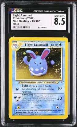 Pokemon Neo Destiny Light Azumarill 13/105 Holo CGC 8.5 (PACK FRESH) - Image 1