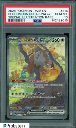 2024 Pokemon TWM EN Special Illustration Rare #216 Bloodmoon Ursaluna ex PSA 10 - Image 1