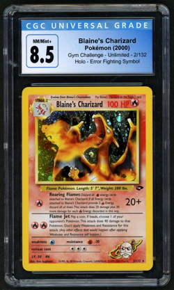 Pokemon 2000 Blaine's Charizard Error Symbol Holo Gym Challenge #2 CGC 8.5 - Image 1