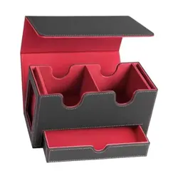 MTG Deck Box with 2 Commander Display,Commder Deck Box Fits 310+ Black Red - Image 1