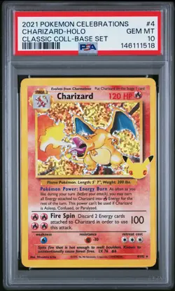 2021 POKEMON CELEBRATIONS CLASSIC COLLECTION #4 CHARIZARD-HOLO PSA 10 - Image 1