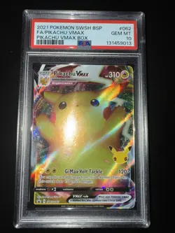Pikachu VMAX SWSH062 Full Art Black Star Promo PSA 10 Pokemon Card - Image 1