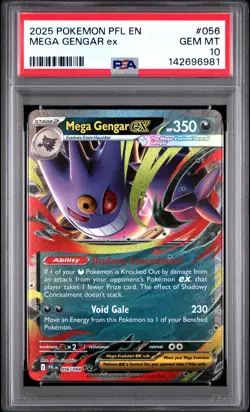 2025 POKEMON PFL EN-PHANTASMAL FLAMES #056 MEGA GENGAR EX PSA 10 - Image 1