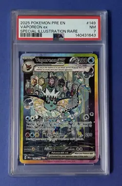 2025 Pokemon PRE EN Vaporean ex Special Illustration Rare #149 PSA 7 NM - Image 1